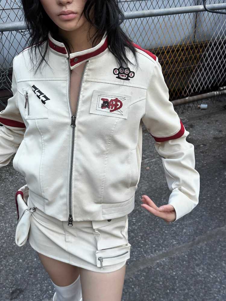 Embroidered leather jacket【s0000010556】