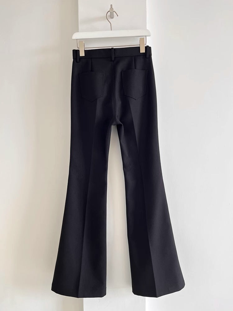 Black slim flare pants【s0000006523】