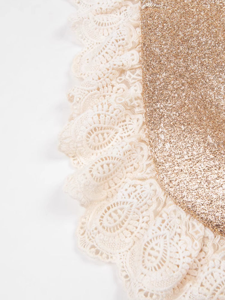 Gold lace handbag【s0000006883】