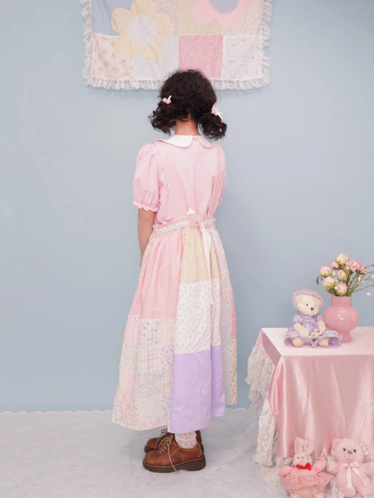 Floral check suspender dress【s0000008439】