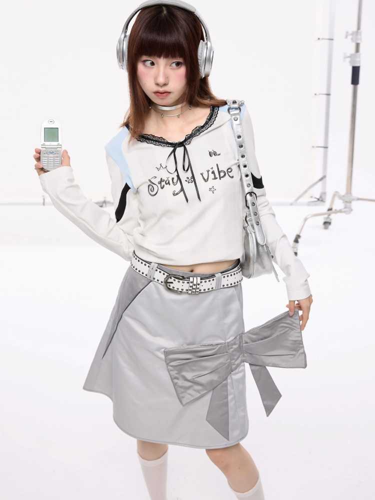 Lace ribbon top【s0000010415】