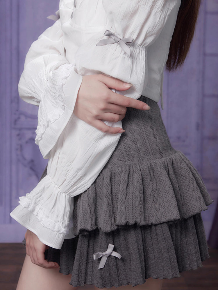 Square neck white shirt【s0000007392】