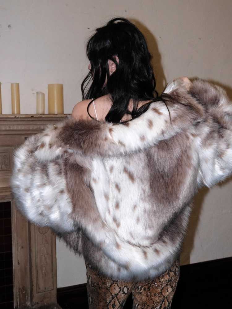 Leopard print fur jacket【s0000010563】