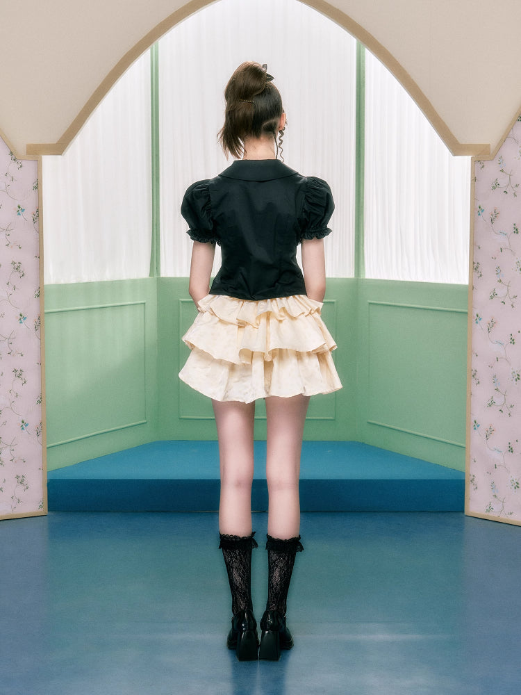 Doll color lace short sleeve shirt【s0000006761】