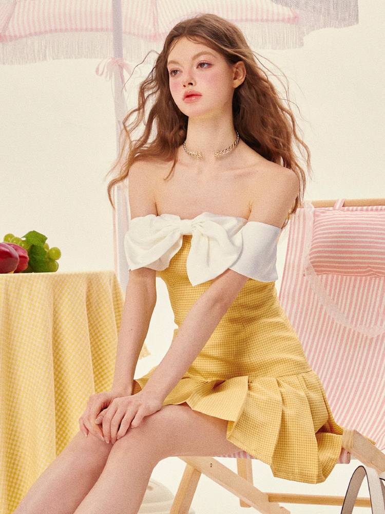 Tube top pleated dress【s0000008965】