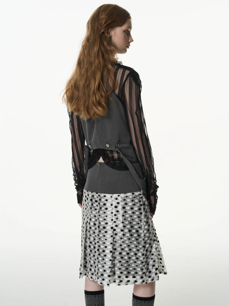 Polka dot pleated skirt【s0000007326】