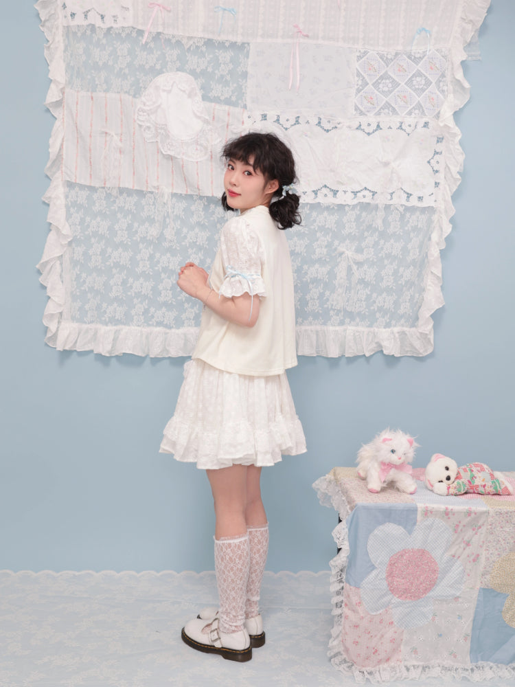 Fluffy white skirt【s0000007737】