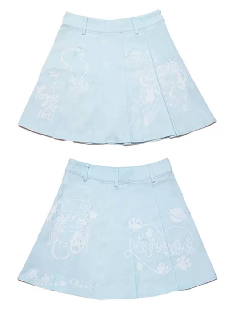 Blue pleated skirt【s0000009107】