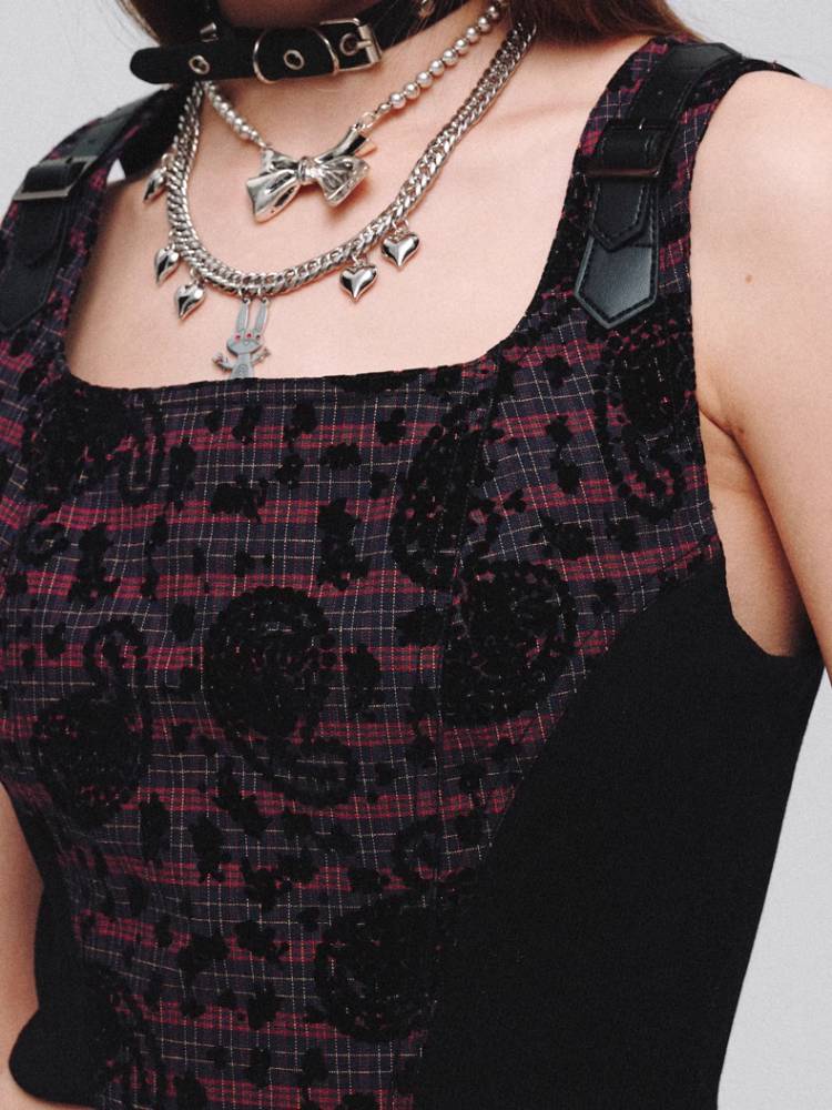 Short slim fit trap zipper vest【s0000008389】