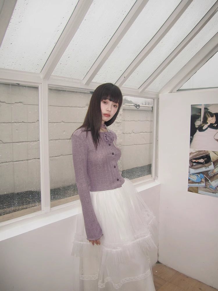 Purple knit cardigan【s0000007611】