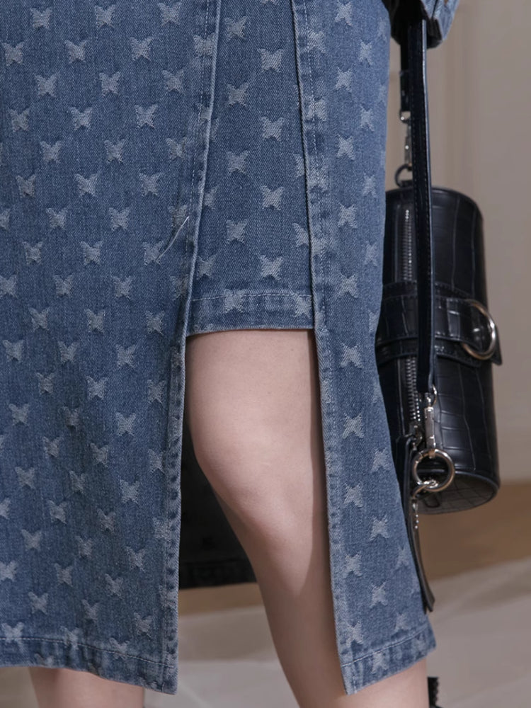 Denim jacket + suspenders skirt【s0000007213】