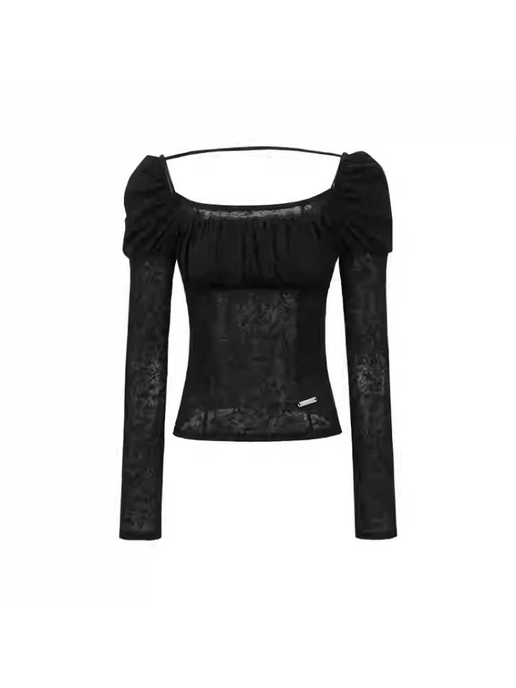 Retro puff sleeve long sleeve tops【s0000010597】