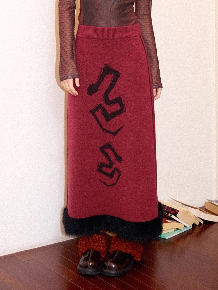 Jacquard knit A-line skirt【s0000011543】