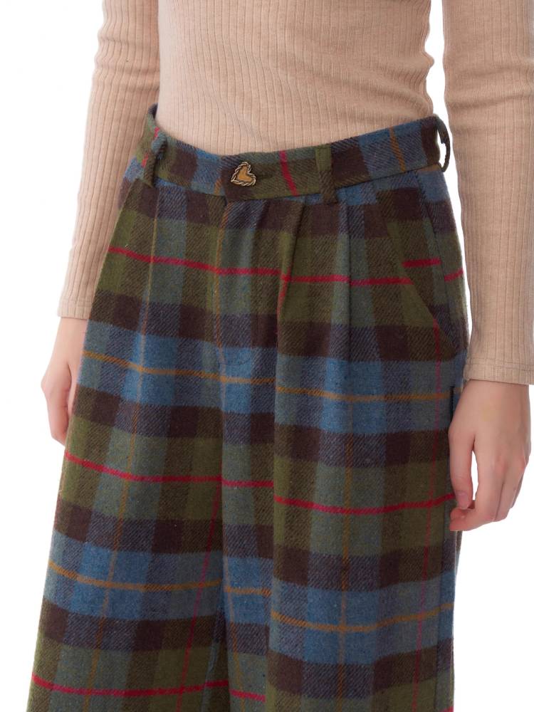 High waist slim plaid casual pants【s0000011048】