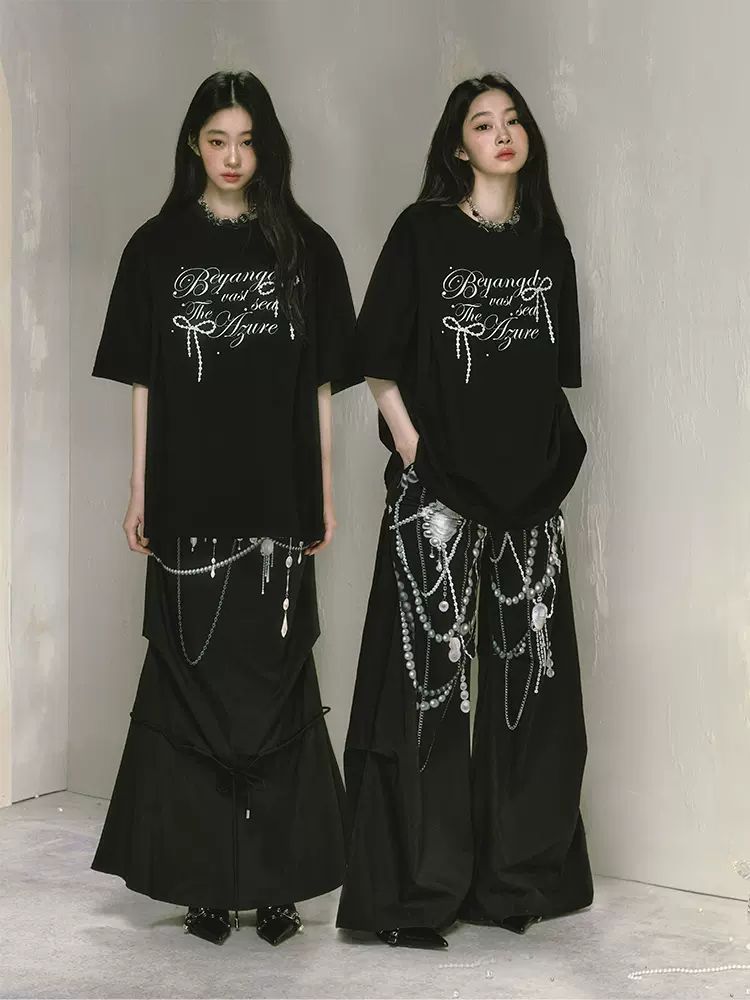 Round neck printed oversized T-shirt【s0000009234】