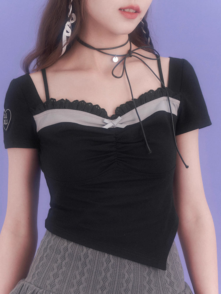 Fake two-piece short sleeve T-shirt【s0000007401】