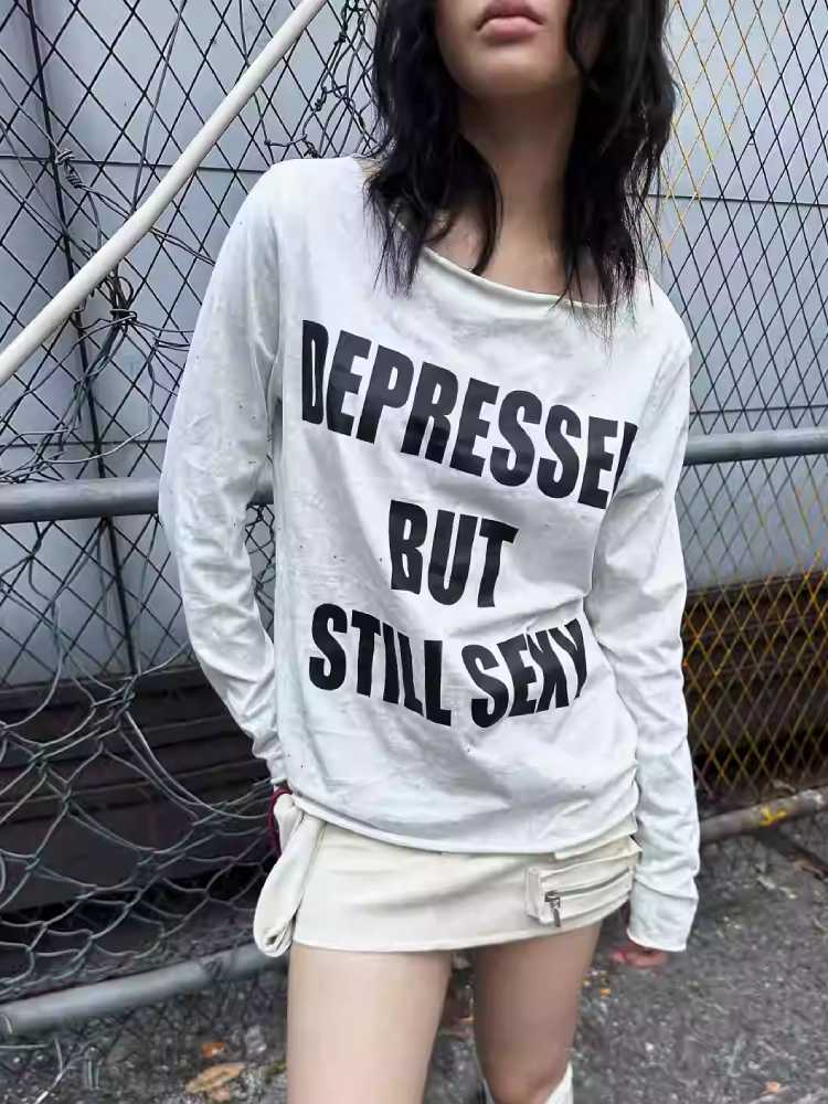 Damaged print loose T-shirt【s0000010558】