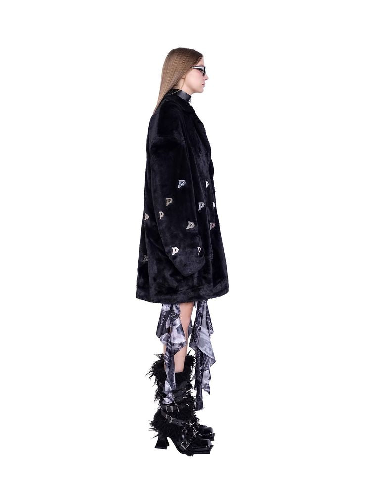 Black fur long jacket【s0000011542】