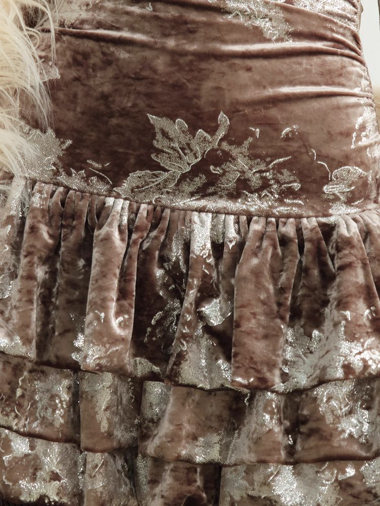 Flower velvet backless short skirt【s0000010914】