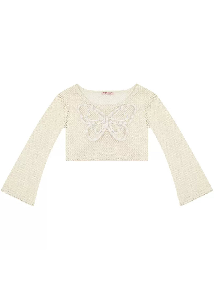 Butterfly short long sleeve knit【s0000007834】