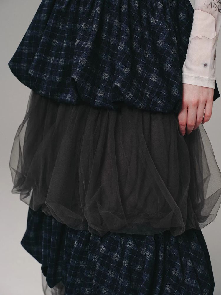 Blueberry plaid cake skirt【s0000010137】