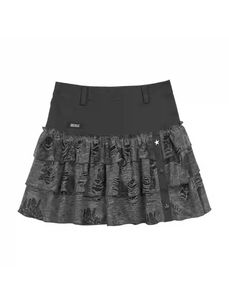 Fake two-piece long sleeve hooded T-shirt + skirt【s0000011090】