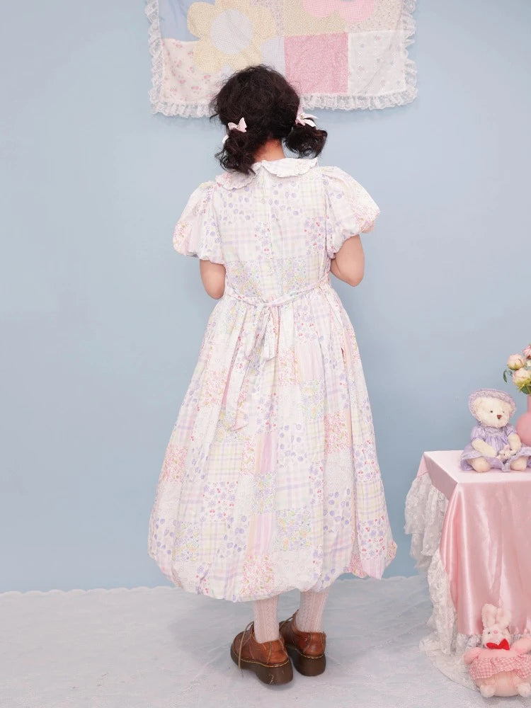 Bunny patchwork collar dress【s0000008443】