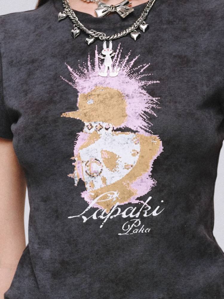 Printed cotton short-sleeve T-shirt【s0000008377】