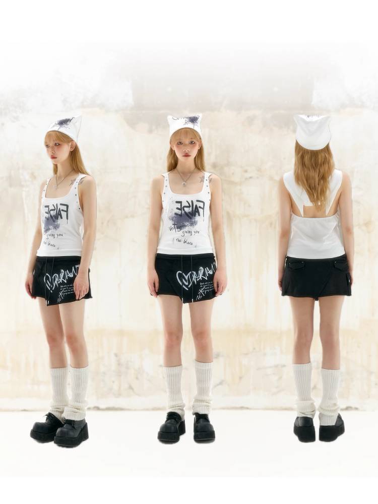 Printed low waist A-line skirt【s0000009335】