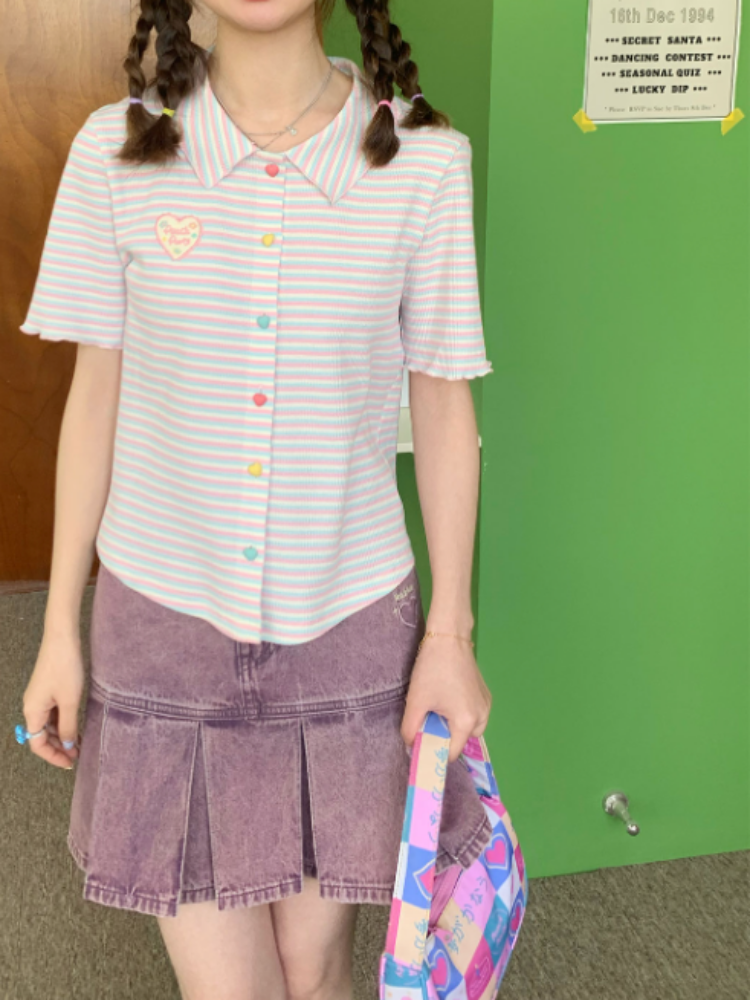 American Retro Pleated Denim Mini Skirt【s0000002369】