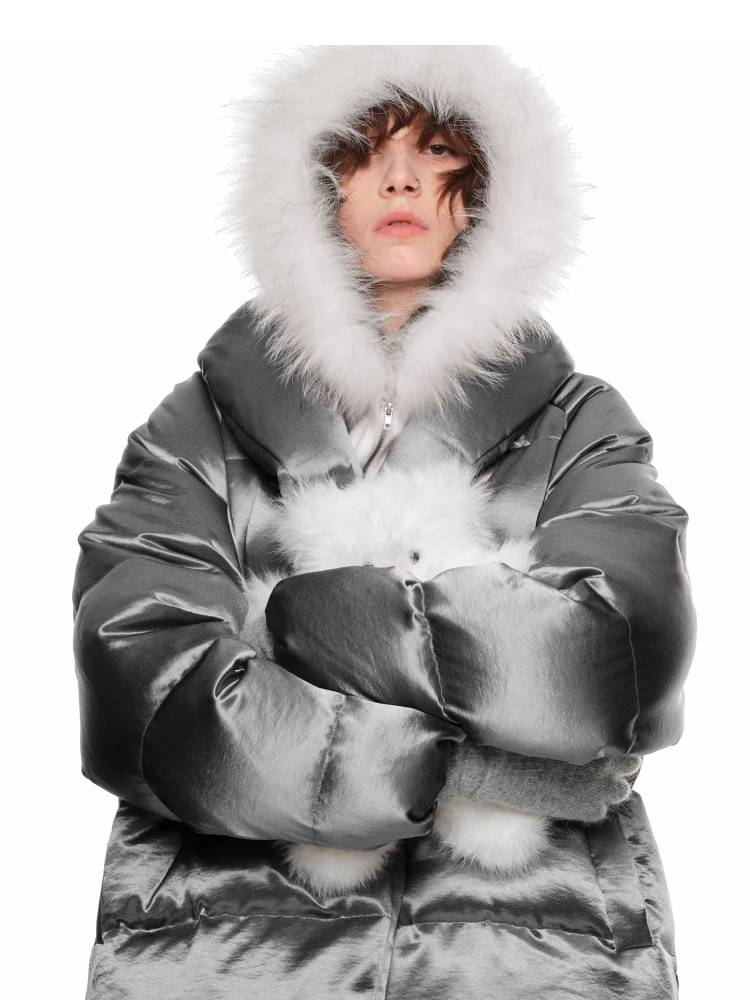 Silver satin down jacket【s0000011388】