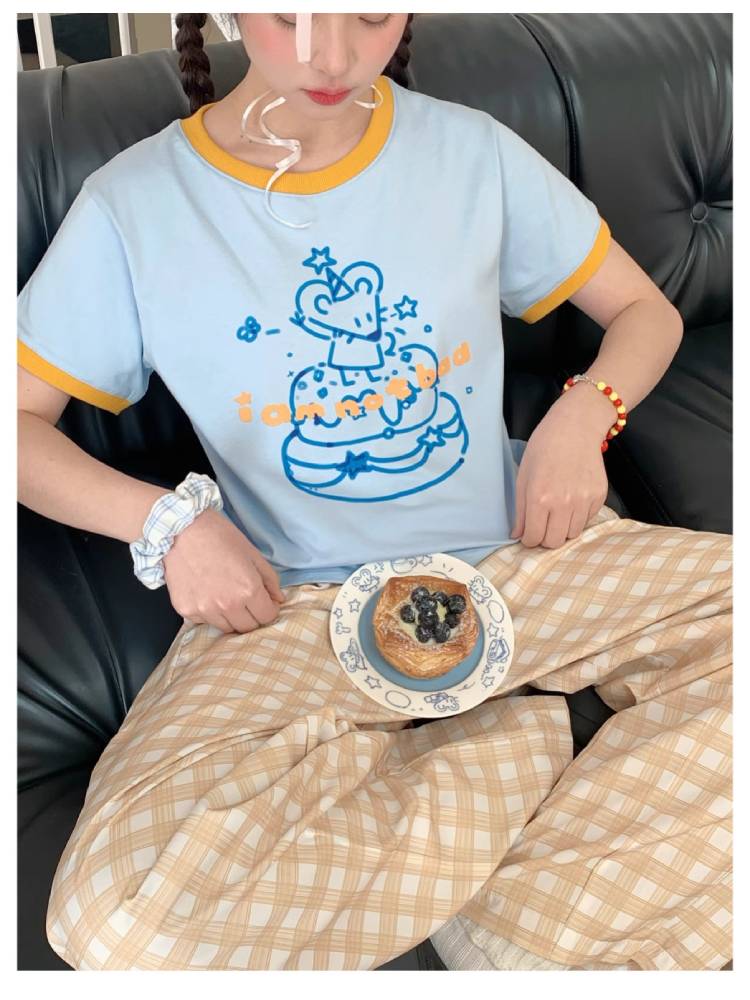 Illustration print T-shirt【s0000008053】