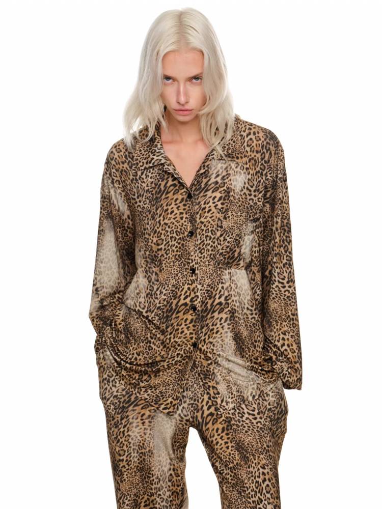 Leopard print knitted pajama set【s0000011404】