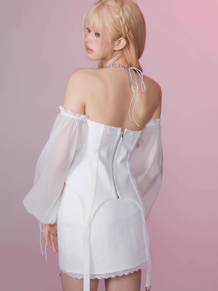 Sexy long sleeve waist top and skirt【s0000008972】