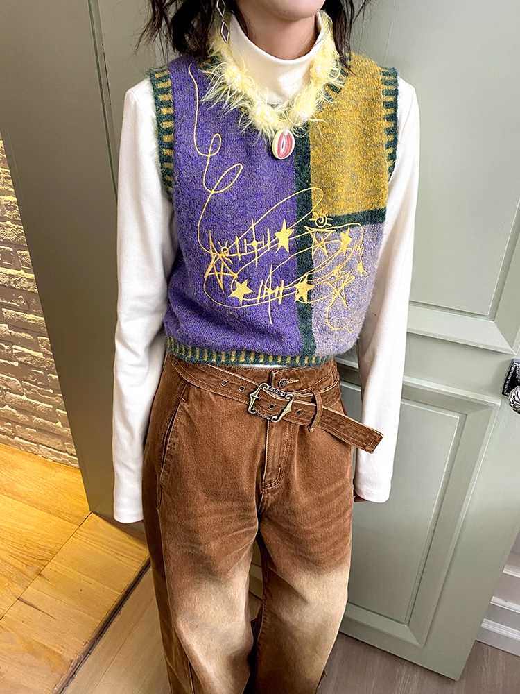 Retro knit vest【s0000010704】