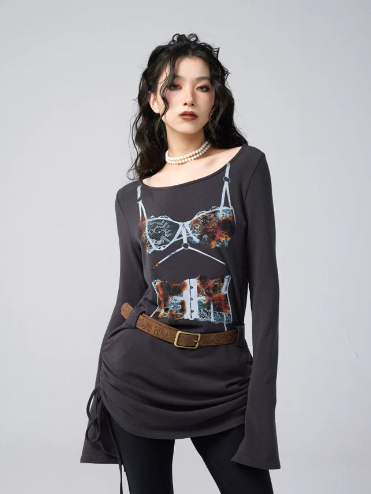 Printed loose long sleeve T-shirt【s0000006543】