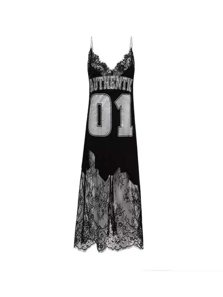 2Way Race Sheer Suspender Long Dress【s0000009175】