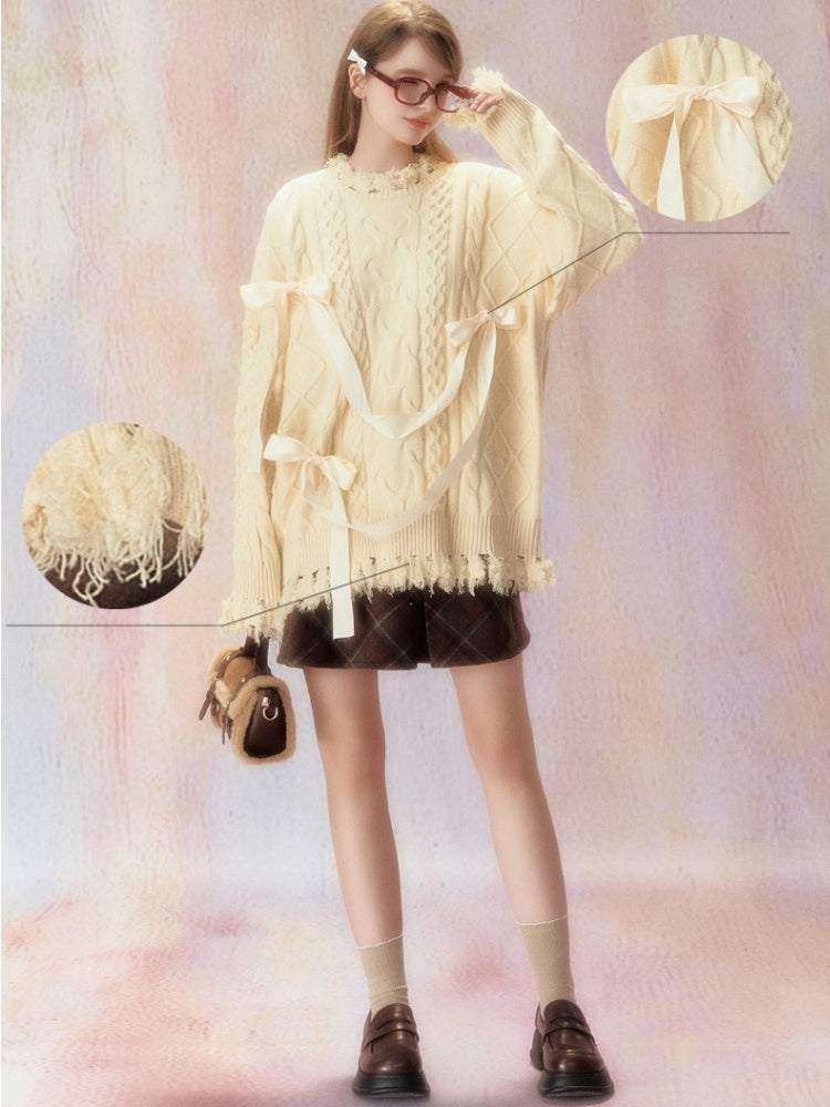 College Style Ribbon Jacquard Sweater【s0000006466】