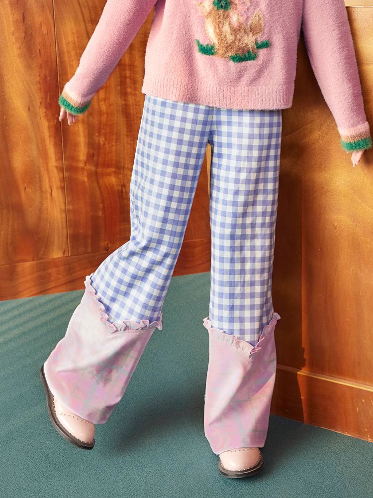 Plaid slim straight pants【s0000005344】