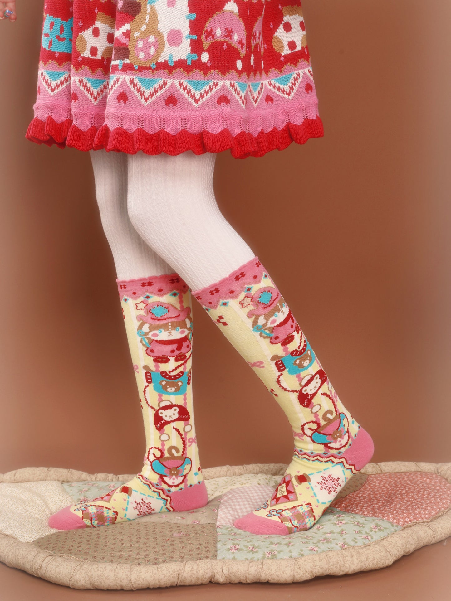 Yellow Striped Bunny Lace Socks【s0000015589】