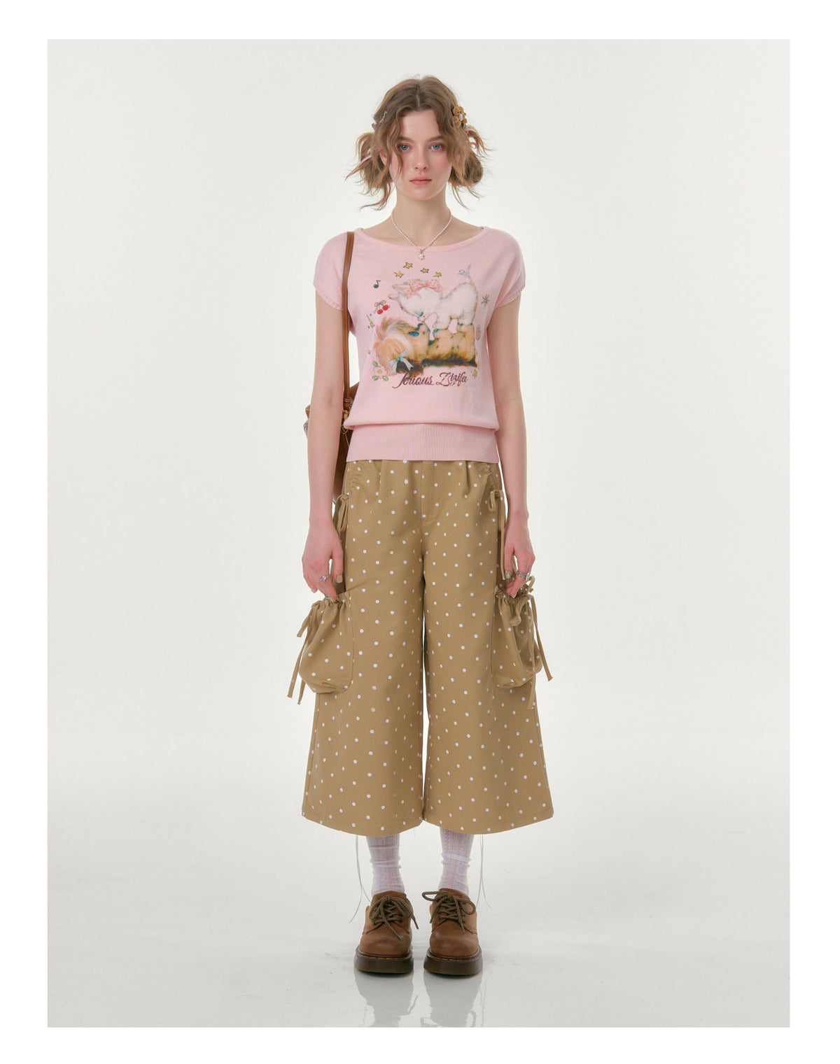 Printed Round Neck Knitted T-Shirt【s0000016620】