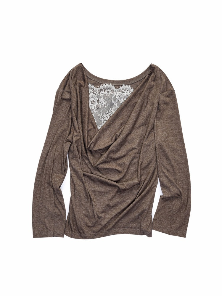 Faux Layered Lace Swing Collars Long Sleeve Base Shirts【s0000016006】