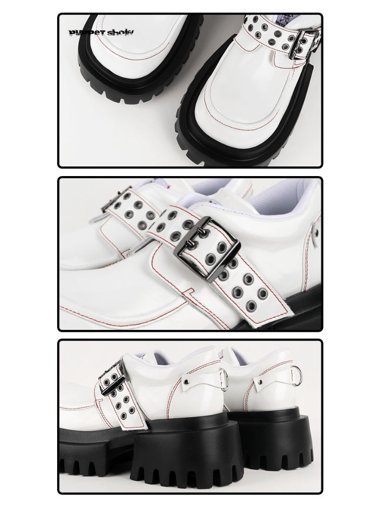 Punk Style Metal Eyelet Buckle Strap Platform Loafers【s0000011893】