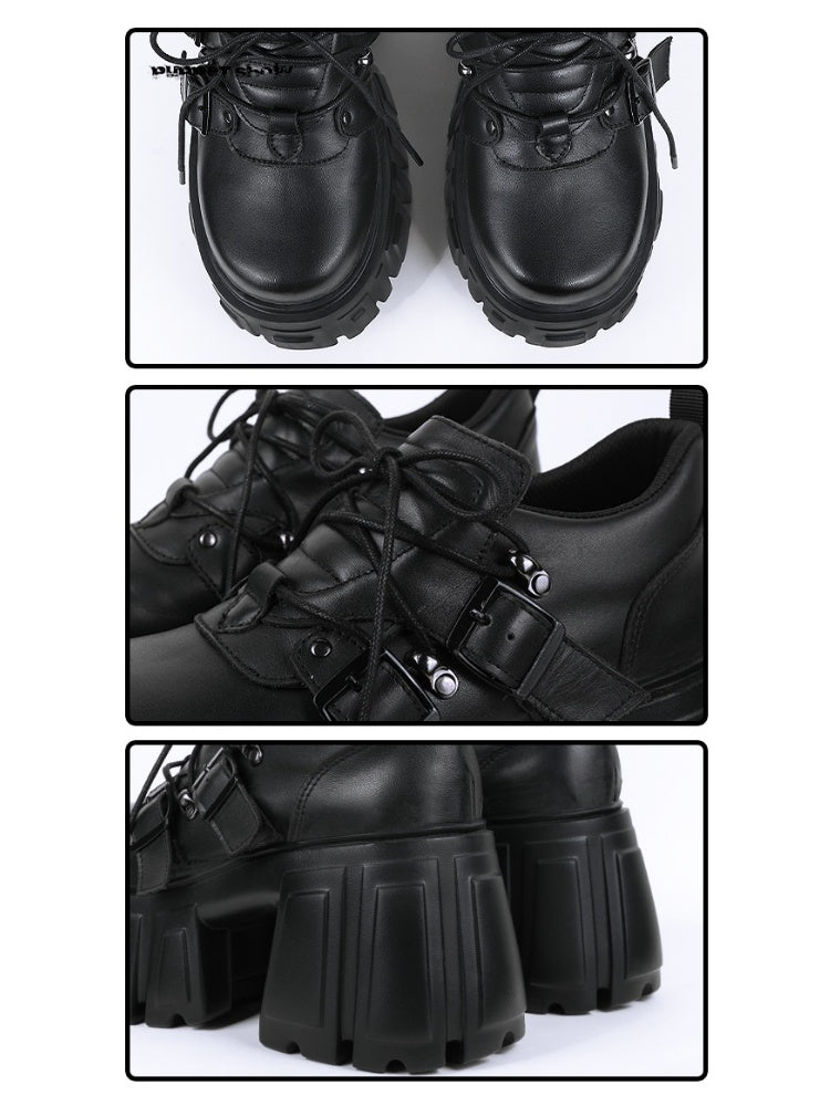 Chunky Heel Thick Platform Sole Lace-Up Shoes【s0000011894】