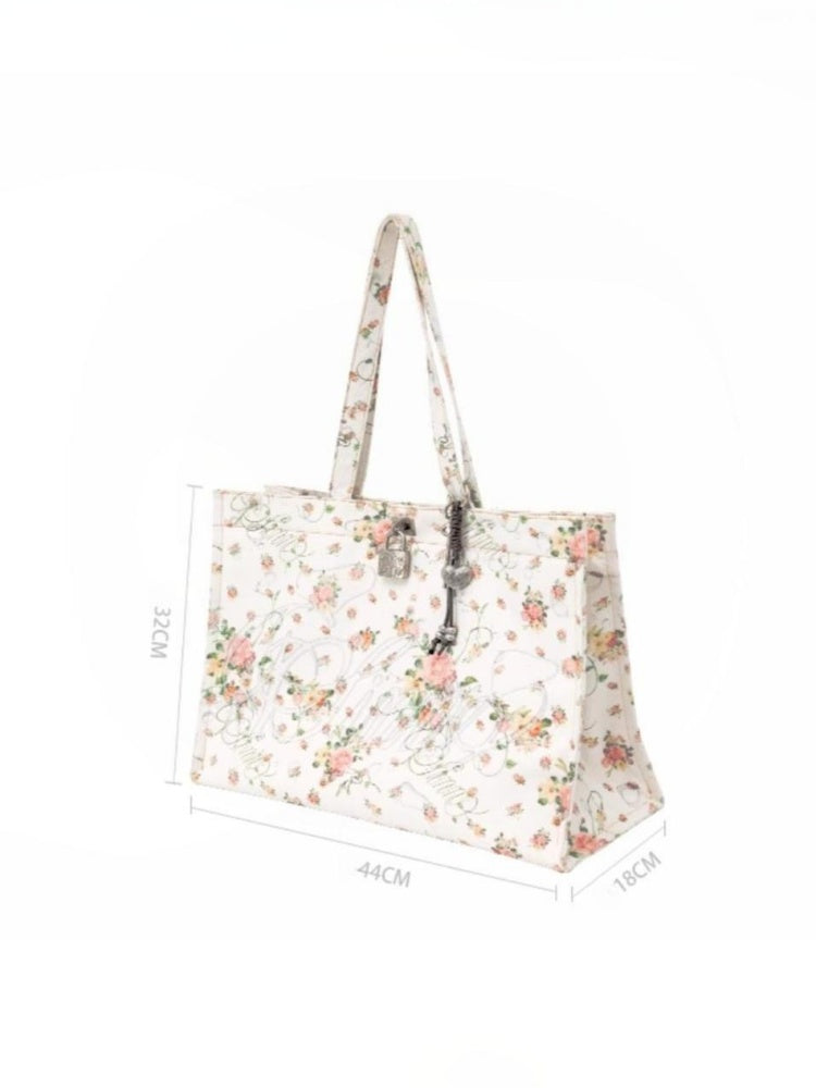 Classic Floral Printed All Over Large Capacity Tote Bag【s0000012881】