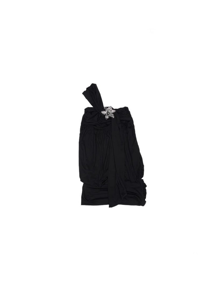 One Shoulder Knotted Bud Shaped Strapless Dress【s0000012922】