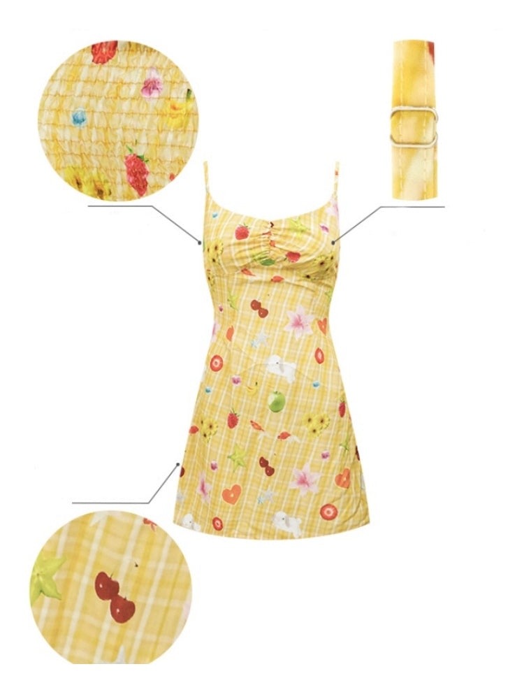 Fruit Print Waist Slim Slip Dress【s0000013081】
