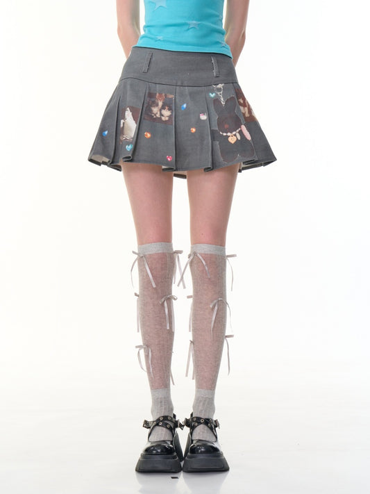 Animal Print High Waist Pleated Skirt【s0000013105】