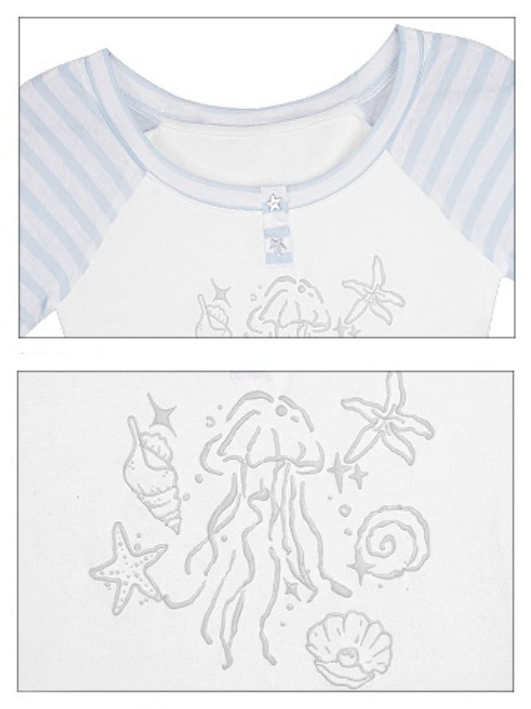 Marine Illustration Raglan Sleeve T-Shirt【s0000013125】