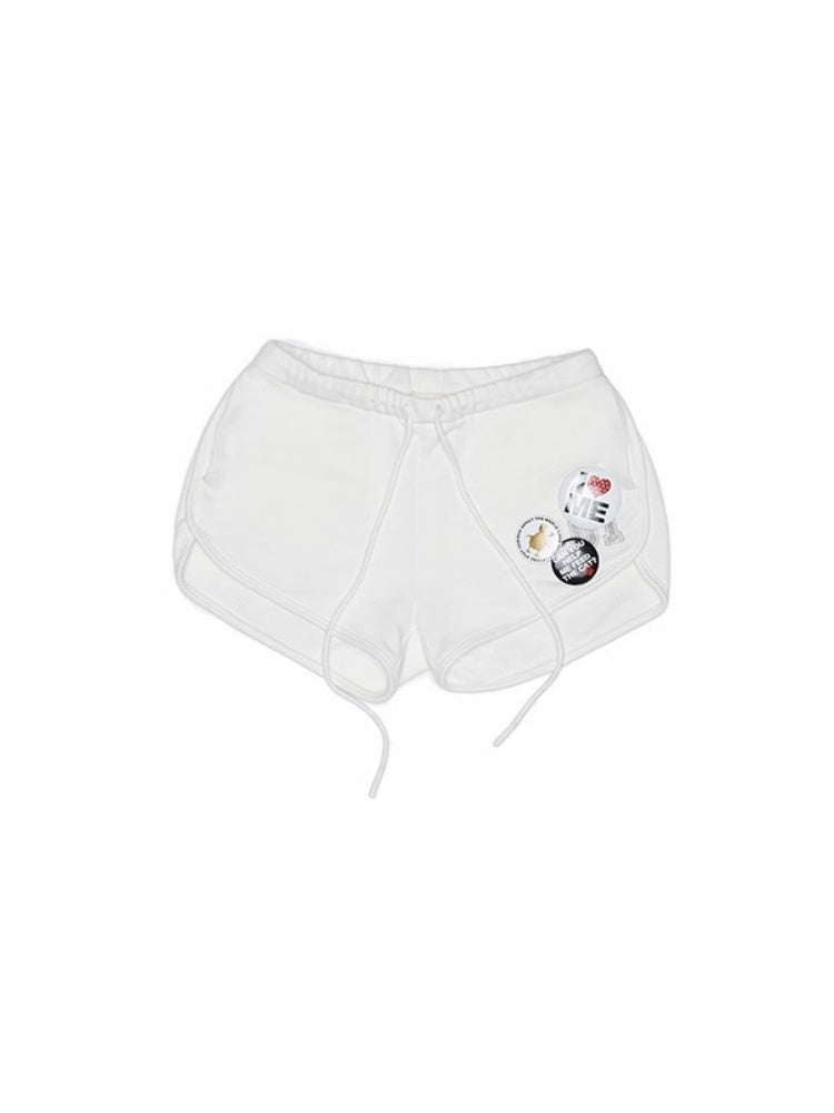 U-Shaped Sports No.Print Shorts & Personality Badge 【s0000013397】